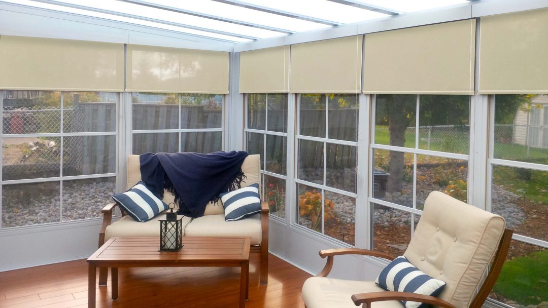 Sunroom window shades Sunshades Porch Conversion of Seneca